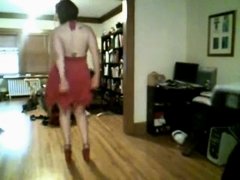 Large Breasted non-professional dancing and teasing topless
