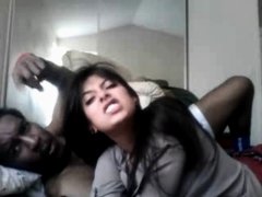 Sexy Latin Babe & Dark Co Worker On Webcam