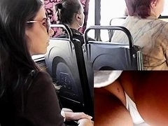 Very erotic upskirts on the Russian bus